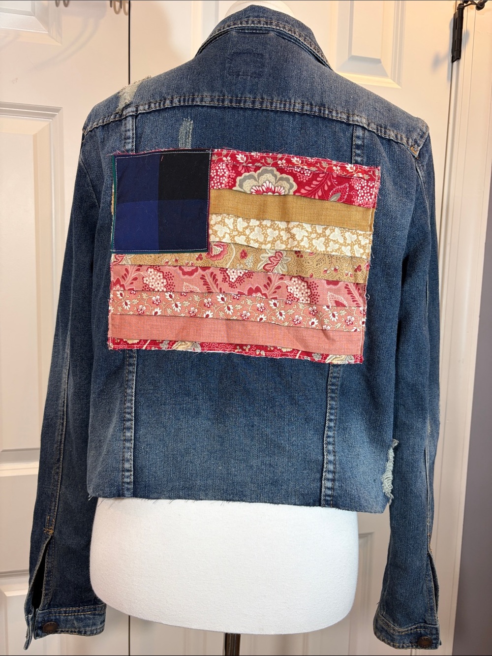 Upcycled, Boom Boom Jeans navy denim jacket with back flag detail